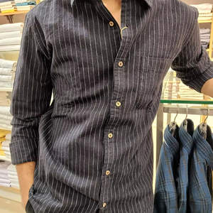 Camisa Casual de Moda para Hombre, Manga Larga, 100% Algodón, Transpirable, con Estampado y Cuello a Rayas para la Temporada de Verano - Product Image 3
