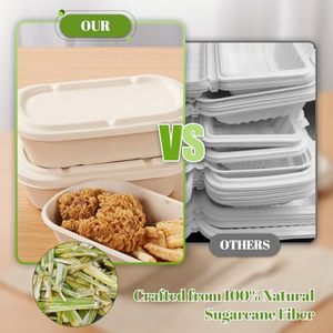 Contenants alimentaires jetables écologiques biodégradables résistants et imperméables en forme de coquille avec couvercles en canne à sucre de Thaïlande - Product Image 6