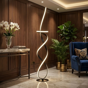 Handcrafted Gold Metal Shade Nordic Floor Lamp Modern Artistic Vertical Tube Standing <b>Light</b> App Touch <b>Sensor</b> Control Wedding - Product Image 3
