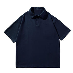 Men's Short Sleeve Solid Color Polo Shirt Casual Regular Fit Black Button Design Woven Fabric - Product Image 4