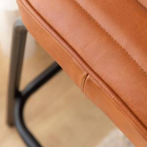 Vandana Vertex Lyra <b>bench</b> in brown leather and black <b>metal</b> - Product Image 2