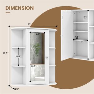 Armadietto a Muro Bianco per Specchi da Bagno - Product Image 4