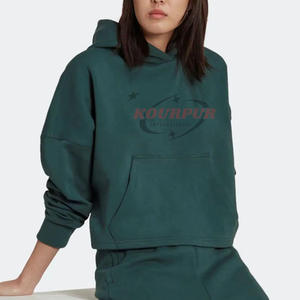 Sudadera con Capucha para Mujer, Color Sólido, Logotipo Frontal, 100% Algodón Tejido, Ropa Casual de Otoño, Color Sólido y Personalizable - Product Image 1