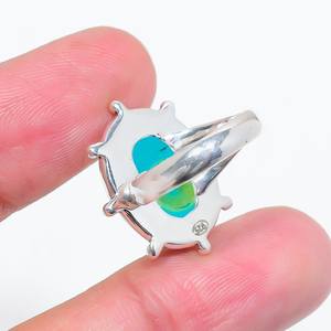 Anillo de plata con piedra turquesa de forma ovalada, plata de ley 925, joyería hecha a mano, regalo para mujeres y niñas. - Product Image 4