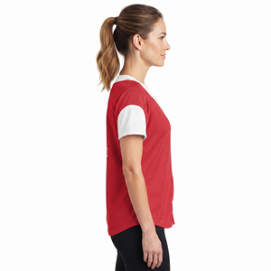 Camiseta de béisbol con botones para mujer, logotipo personalizado, camiseta de béisbol con cuello en V, manga corta, número personalizado, malla transpirable - Product Image 3