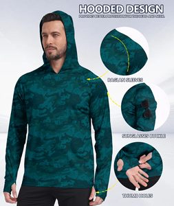 Camisetas de Pesca Antibacterianas de Poliéster y Camisetas con Capucha UPF 50+ de Alto Rendimiento, Ligeras y con Protección Solar - Product Image 4