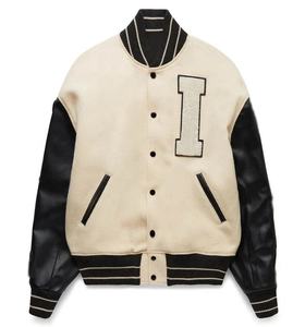 Premium Custom Varsity <b>Jacket</b> Unisex Wool Blend Letterman Bomber <b>Jacket</b> With Faux <b>Leather</b> Sleeves Chenille Patch Snap Button Clo - Product Image 1