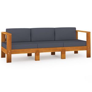 Sofá de Jardín de Madera de Acacia Gris Oscuro, Tapizado en Tela 100% Poliéster, Asientos Elegantes para Exteriores 100% Naturales - Product Image 2