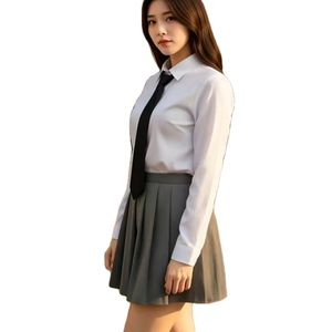 Teen Shirt <b>Preppy</b> High School Uniform Shirt 100% Cotton Canvas Solid Color Formal Dress Shirt Tie Slim-Fit Versatile <b>Top</b> for - Product Image 1