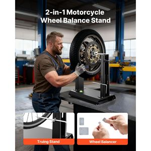Supporto per Bilanciamento Ruote Moto, Capacità 40 kg, Coni di Centraggio Regolabili e Puntatore di Allineamento - Product Image 2
