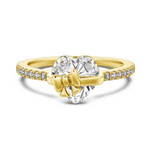 Elegante Anillo de Compromiso de Moissanita con Lazo de Corazón, Bicolor, Plata de Ley 925, con Pavé, Anillo de Boda para Mujer, Regalo de San Valentín - Product Image 1