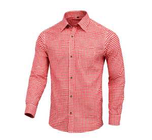 เสื้อเชิ้ตบาวาเรียนสีแดงสำหรับผู้ชายสำหรับเทศกาลอ็อกโทเบอร์เฟสต์ ผ้าฝ้ายเยอรมันคลาสสิก ไซส์ S ถึง 4XL - Product Image 1