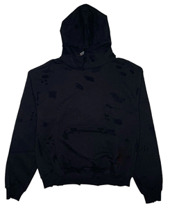 Custom Made Men's Oversized <b>Black</b> Hooded Sweatshirt 100% Cotton French Terry Casual Autumn Fit Regular Sleeve Pocket Design - Product Image 4