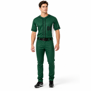 Uniforme de Béisbol Profesional Unisex Verde, Manga Corta, Transpirable, Antibacterial, de Secado Rápido, Tallas Grandes, Nombres de Equipo Personalizables - Product Image 1