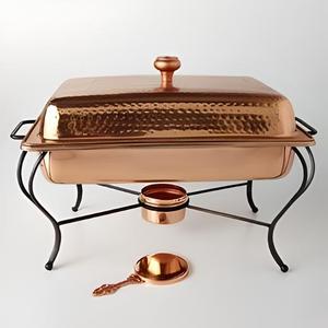 Calentador de Comida Tipo Chafing Dish de Latón Pulido con Tapa, Soporte y Base, Ideal para Buffet, Catering, Banquetes de Hotel y Bodas - Product Image 4
