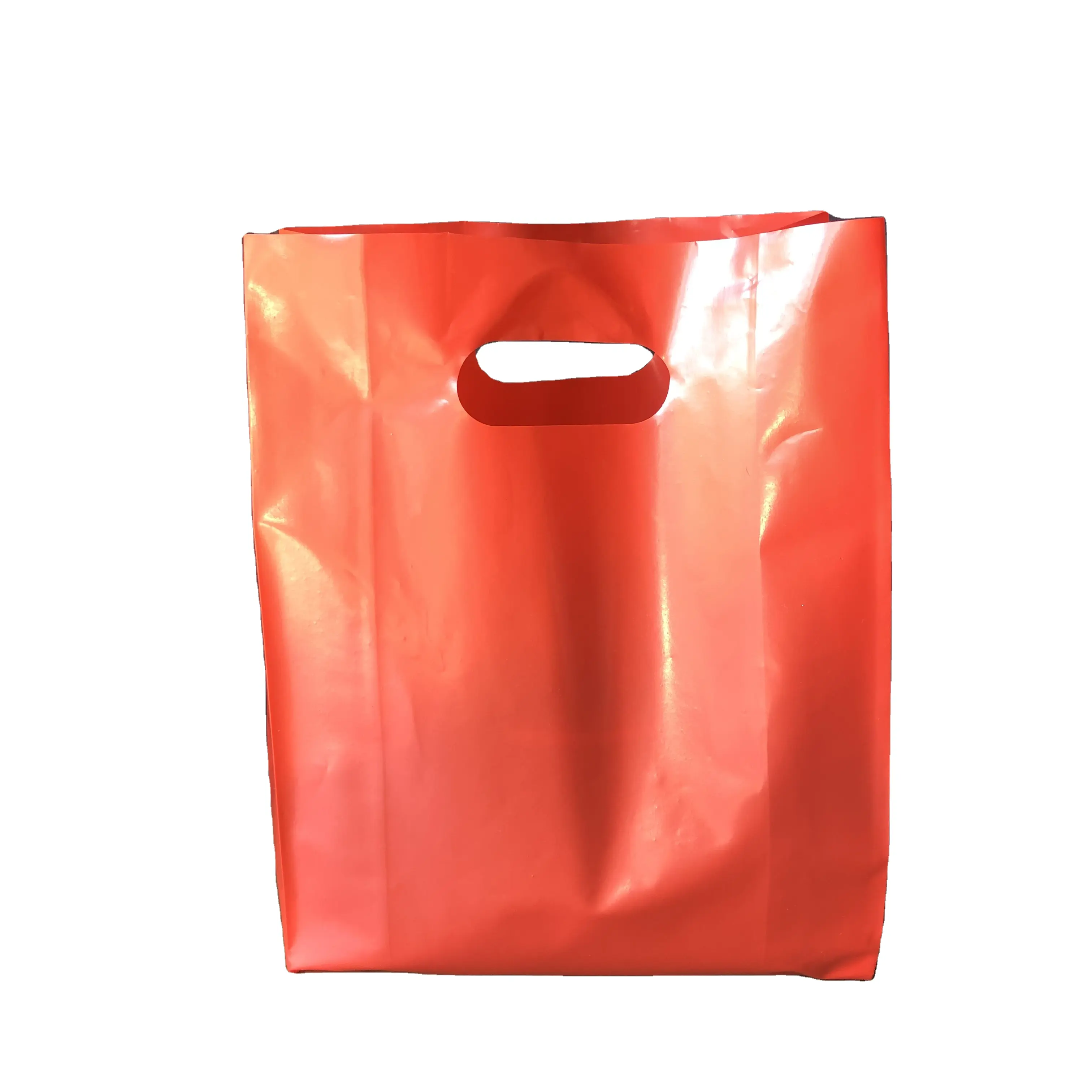 Túi mua sắm bán lẻ Hight chất lượng chết cắt xử lý túi màu đỏ PE Side miếng vải hình tam giác nhựa mua sắm bagspacking cho Việt Nam