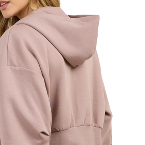 Custom Women <b>Cropped</b> Full <b>Zip</b> Hoodie Relaxed Drop Shoulder Fleece Sweatshirt OEM ODM Clothing Manufacturer - Product Image 6