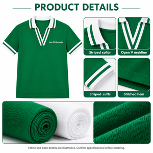เสื้อโปโล Iota Phi Lambda Sorority สำหรับผู้หญิง สีเขียวขาวลายทาง คอวี ผ้าปิเก้ถัก แขนสั้น ปักลายตราสัญลักษณ์ เสื้อยืดคอปก - Product Image 6
