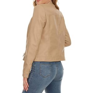 Chaquetas de cuero de mujer de precio barato para damas moda nueva llegada chaquetas de cuero de PU de cuero genuino personalizadas en cantidad a granel - Product Image 4