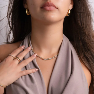 Handmade Bezel Set Round Brilliant Cut Moissanite 925 Silver Tennis <b>Necklace</b>, Diamond <b>Necklace</b>, Wedding <b>Necklace</b>, Gift for Her - Product Image 4
