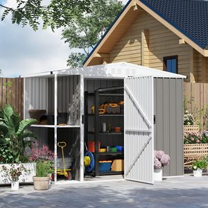 Casetta da Giardino in Metallo 6FT X 4FT Grigio Caldo con Prese d'Aria e Porta Lucchettabile per Giardino, Cortile e Patio, Struttura in Legno e Plastica - Product Image 2