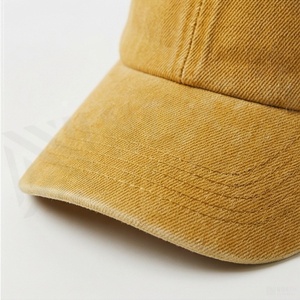 Yellow 6-Panel Baseball Cap Adjustable Cotton Twill Unisex Casual <b>Hat</b> Spring Summer Solid Color <b>Flat</b> Brim - Product Image 4