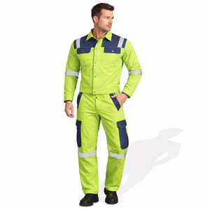 Combinaison de travail de sécurité en coton haute visibilité réfléchissante pour la construction, vêtements de protection durables - Product Image 1