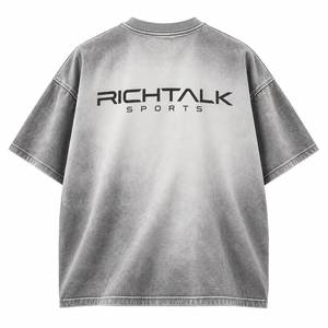 T-shirt vintage surdimensionné 100 % coton pour homme, manches courtes, col rond, imprimé lettres, tee-shirt sport, design personnalisable sur le devant, 320g - Product Image 3