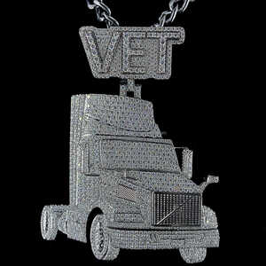 Custom 3D Truck Bail Letter Design S925 Silver Full Iced Out Bling Moissanite Diamond Big Charm Hip Hop Colgante - Product Image 2