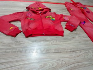 Ensemble deux pièces pour femme avec pantalon de jogging à logo personnalisé, coupe ajustée, vêtements de créateur - Product Image 2