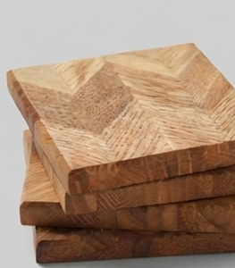 Elegant Square Wood <b>Coaster</b> With Chevron Pattern Modern Tabletop Mat Non-Slip Design For Home <b>Table</b> Use Dinning Accessory - Product Image 5