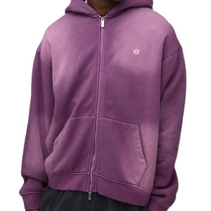 เสื้อฮู้ดดี้โอเวอร์ไซส์ สตรีทแวร์ ซิปเต็มตัว ผ้าฝ้ายฟลีซเนื้อหนา รับทำโลโก้ สายรูดปรับได้ ทรงหลวม สั่งผลิตจำนวนมาก OEM - Product Image 4