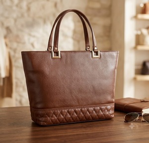 Pochette pour femme en cuir véritable avec fermeture éclair, design pliable, construction durable, imperméable, légère, grande capacité, bandoulière - Product Image 1