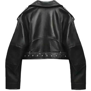Chaqueta de Cuero PU para Mujer, Estilo Motero, con Cierre, Corte Ajustado, Informal, para Invierno, Proveedor OEM, Venta al Por Mayor - Product Image 2
