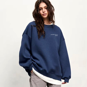 Sweat-shirt oversize à col rond pour femme, épais et chaud pour l'hiver, 100% coton, impression en relief, broderie imprimée par transfert thermique - Product Image 1