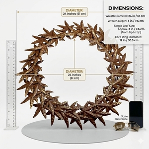 Guirnalda rústica de metal bronce con hojas puntiagudas en capas y texturas martilladas, elegante arte botánico para pared para tu hogar - Product Image 2