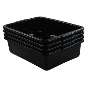 Set di 4 Contenitori Neri da 13L per Lavaggio Commerciale, Scatole di Stoccaggio in Plastica Nera - Product Image 1