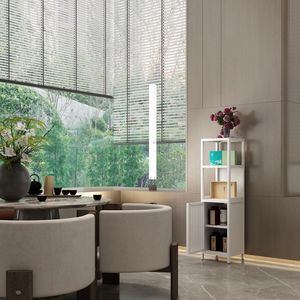 Mobile Multifunzionale in Bambù con Grande Capacità, Arredamento Bianco per Bagno e Soggiorno - Product Image 5