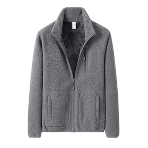 Chaqueta de lana con cremallera para hombre, cuello alto, forro sherpa, abrigo de invierno - Product Image 4