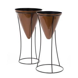 Ensemble de 2 supports de présentation pour pots de fleurs en métal noir pour la maison, le jardin, l'intérieur/l'extérieur, finition durable avec revêtement en poudre, support de sol élégant - Product Image 4