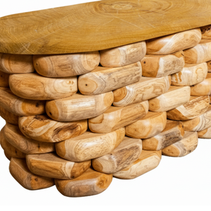 Mesa Consola ARTERRA Premium Hecha a Mano con Diseño Rústico Moderno y Duradero en Madera de Teca con Acabado Guijarro, Ecológica para Sala de Estar - Product Image 2