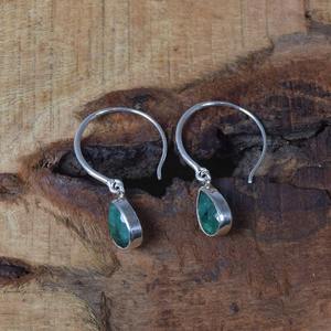 Pendientes de Plata de Ley 925 con Esmeralda en Forma de Gota, Joyería con Piedra de Nacimiento de Mayo, Regalo para Mujer, Boda, Exportación India - Product Image 4
