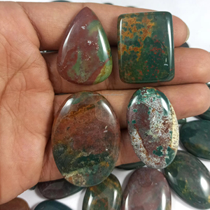 Pierres précieuses en vrac d'agate sanguine naturelle, cabochons ovales et en forme de poire, pierres polies pour la fabrication de bagues, pendentifs et bijoux - Product Image 1