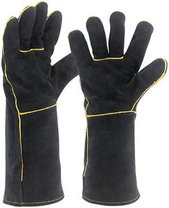 <b>Grilling</b> Welding Mig Gloves Heat Resistance BBQ <b>Oven</b> Full Fingers Gloves High Fireproof Thick Leather Oil Cut Resistance Gloves - Product Image 1