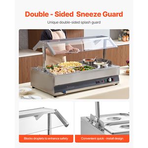 Scaldavivande Elettrico Commerciale in Acciaio Inossidabile 6.34QT per Pentole e Teglie da 1/2, Regolabile 86~185 Fahrenheit, Attrezzatura per Mantenimento e Riscaldamento - Product Image 4