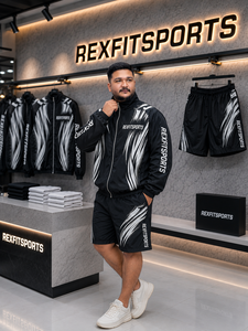 REXFIT SPORTS 2026 Conjunto Deportivo Personalizado para Hombre, Chaqueta con Capucha y Pantalones Cortos de Nailon Negro, Ligero, para Gimnasio, Entrenamiento, Running - Product Image 4