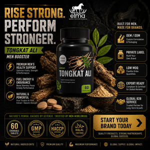 Comprimés de Tongkat Ali Elma Food, 60 unités, à croquer, formule vitalité masculine, faible MOQ, Halal, GMP, HACCP, fournisseur, booster d'énergie naturel pour hommes - Product Image 1