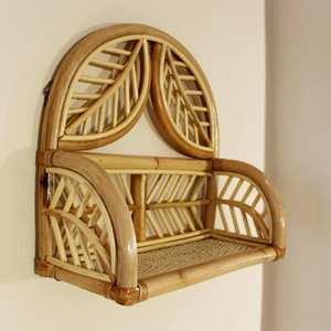 Aesthetic Rainbow Rattan <b>wall</b>-<b>mounted</b> <b>shelf</b> 1-Tier Bamboo Floating Rack Home Kids Nursery Decorative Toy Book Storage <b>Shelf</b> - Product Image 4