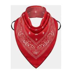 <b>Red</b> Square Bandana With White Paisley Print Polyester Multi-Functional Fashion Accessory Unisex All Seasons Casual Style - Product Image 1