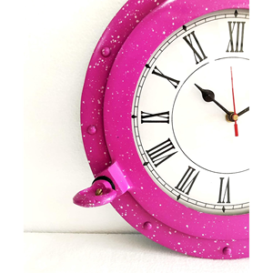 Horloge de hublot rose patinée, horloge murale vintage nautique, horloge décorative marine, horloge ronde maritime, décoration intérieure pour salon - Product Image 6